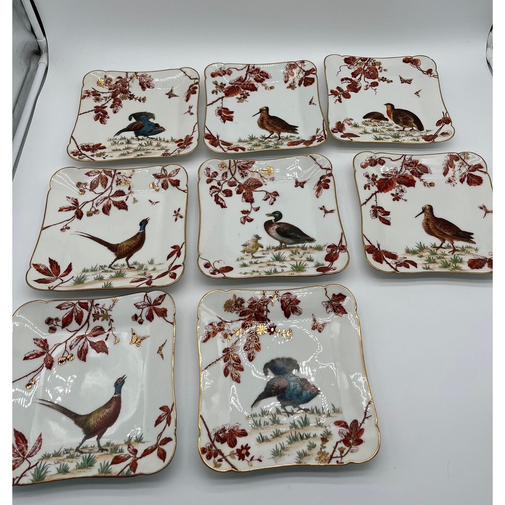 Charles Field Haviland Antique pheasant plates set of 8